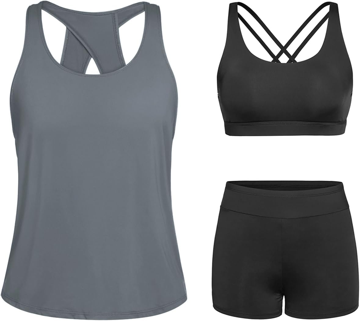 Tempt Me 3 Piece Tankini Swimsuits for Women with Boy Shorts