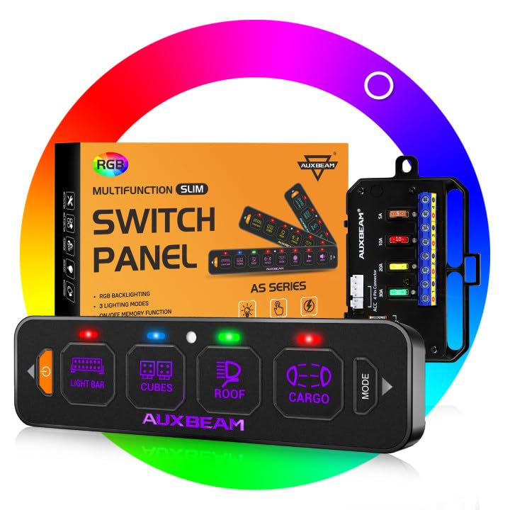 Auxbeam 4 Gang RGB Switch Panel with Memory Function for Vehicles