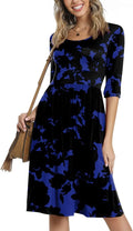CATHY Women's Casual High Waist Midi Dress with Pockets