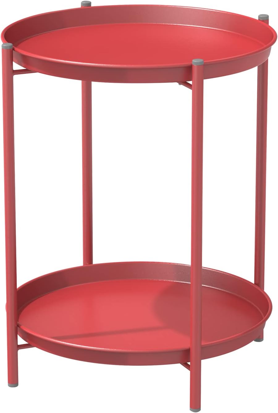 Grand patio Outdoor Side Table - 2-Tier Round Accent Table