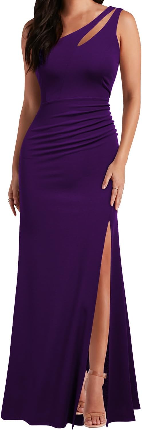 WOOSEA Women's One Shoulder Sleeveless Bodycon Mermaid Dress