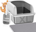 Stainless Steel Litter Box with Lid - Extra Large Enclosed Cat Box