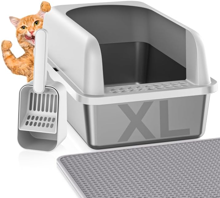 Stainless Steel Litter Box with Lid for Multiple Cats