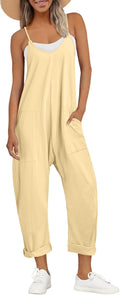 Spaghetti Strap Summer Jumpsuit for Women - Casual Baggy Romper