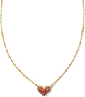 Kendra Scott Ari Pave Crystal Heart Necklace - Delicate Gold-Plated