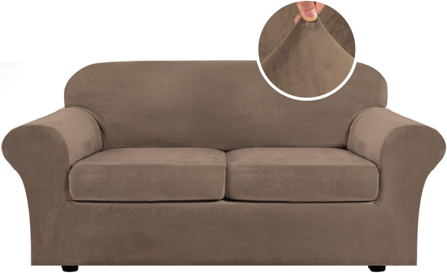 H.VERSAILTEX Real Velvet Plush 3 Piece Stretch Sofa Covers