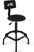 Shop Stool with Backrest for Garage and Workshop - Padded 360 Swivel