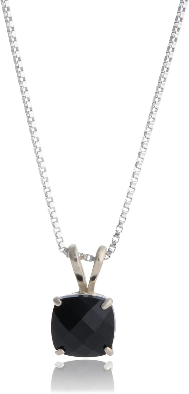 925 Sterling Silver Cushion Cut Birthstone Necklace for Women