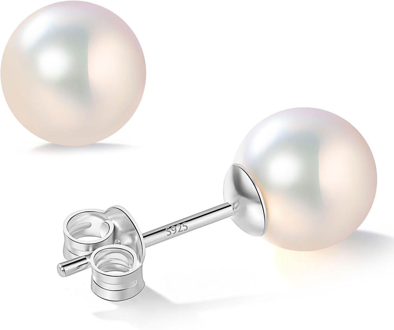 Akoya Cultured Pearl Earrings in 925 Sterling Silver for Women