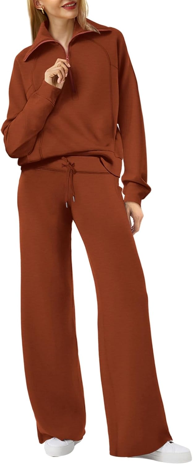 XIEERDUO Lounge Sets For Women: Stylish Half Zip Sweatshirt