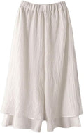 Minibee Women's Wide Leg Pants Loose Layer Capris - Comfortable Summer