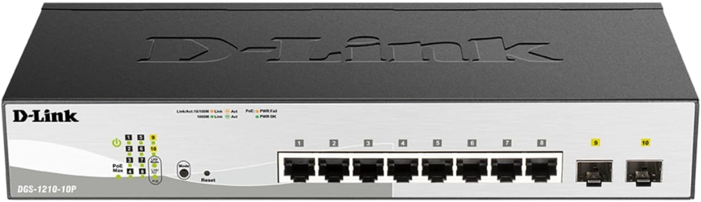 D-Link 10-Port Gigabit Smart Managed PoE+ Switch for Networking