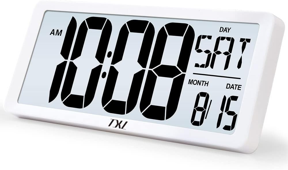 TXL Large Digital Wall Clock with Backlight for Easy Viewing