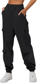 Womens Cargo Joggers Fleece Lined Sweatpants - High Waisted Comfort