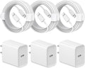 iPhone Fast Charger 3-Pack 20W PD with 6ft C to Lightning Cables