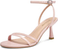 Womens Pink Kitten Heel Sandals - Comfort Strappy Ankle Dress Shoe