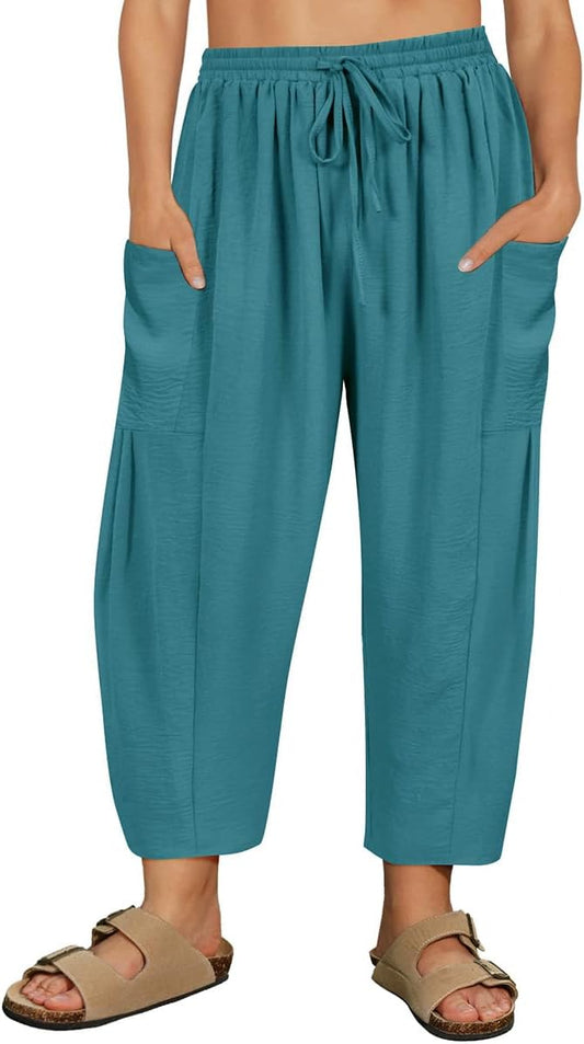 Plus Size Summer Palazzo Harem Pants for Women with Pockets