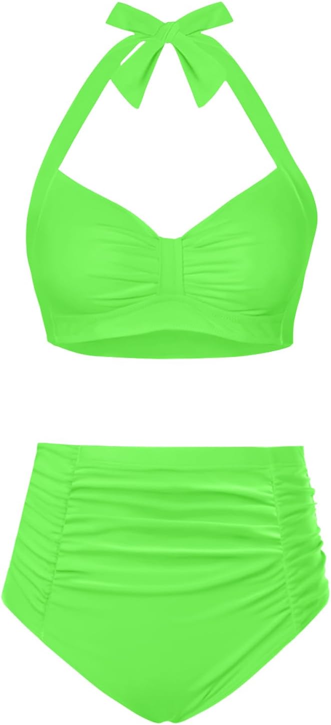 High Waisted Bikini Set for Women - Vintage Halter Swimwear