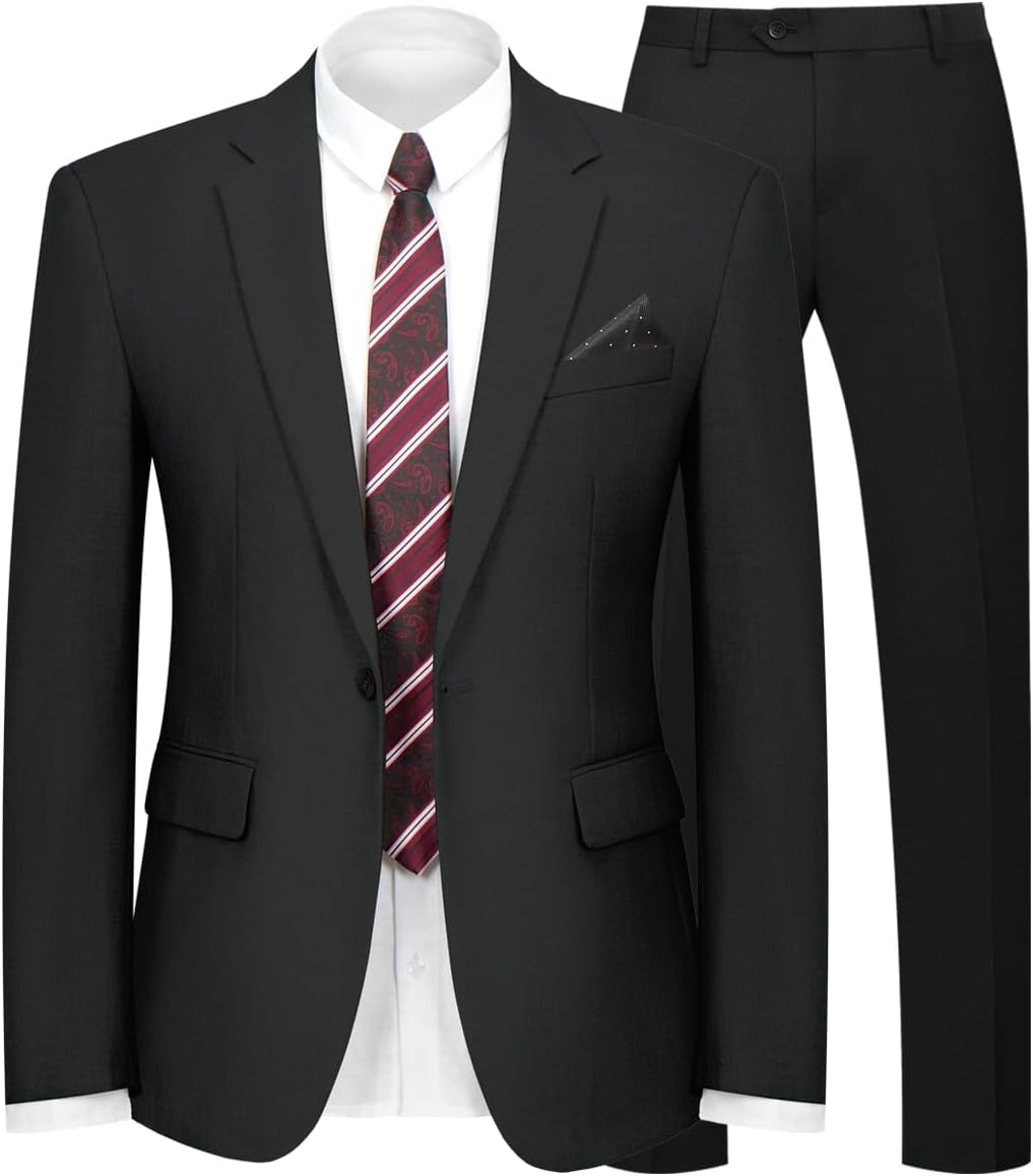 2 Piece Men's Suit One Button Slim Fit Blazer and Pants Set