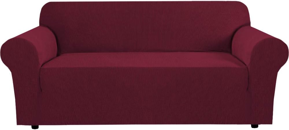 H.VERSAILTEX Stretch Sofa Covers for 3 Cushion Couch in Burgundy