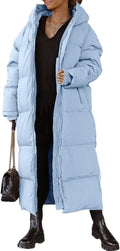 Shanfetl Women Long Quilted Coat Hooded Maxi Length - Warm Winter