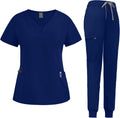 Scrub Suit Set for Women Modern V-neck Top & Tapered Jogger Pants