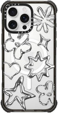 Ultra Impact iPhone 16 Pro Max Case Chrome Doodles - Clear Black