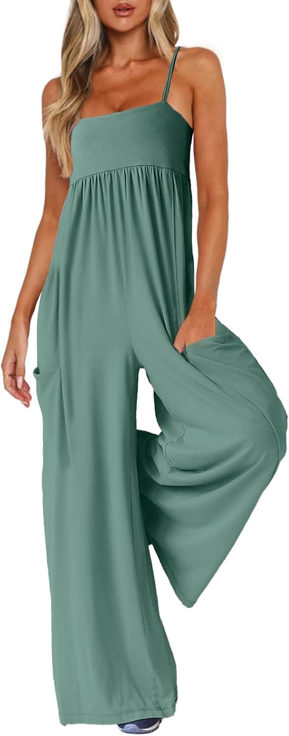 Stylish Spaghetti Strap Wide Leg Jumpsuits for Women Summer