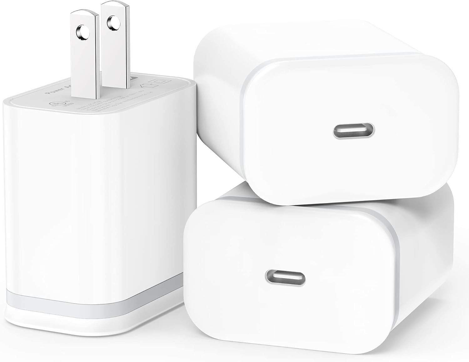 Fast Charge 3-Pack LUOATIP USB-C Wall Plugs