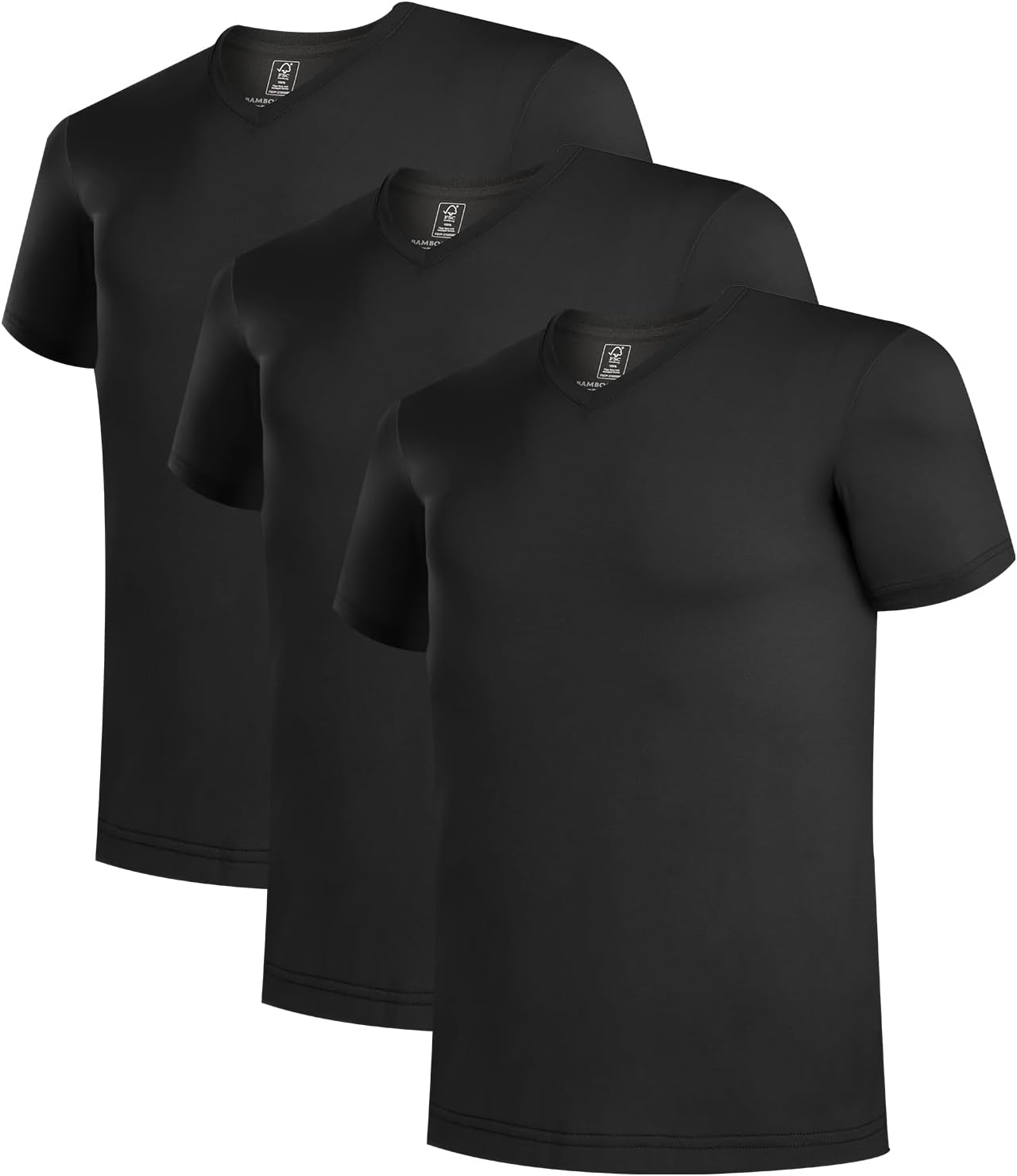 Bamboo Cool Mens Undershirts Slim Fit V-Neck/Crewneck 3 Pack