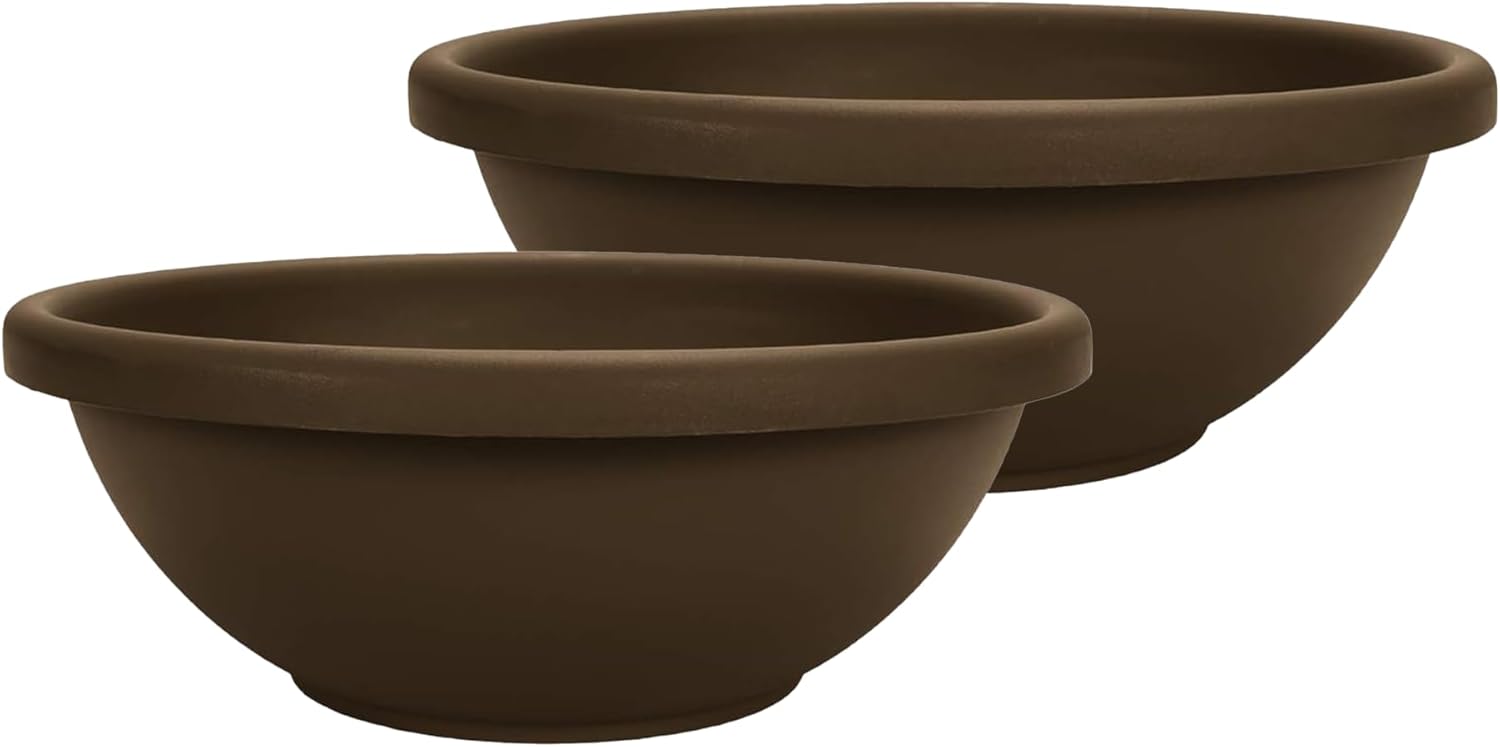 Shallow Planter with Drainage - Contemporary Garden Bowl Pot