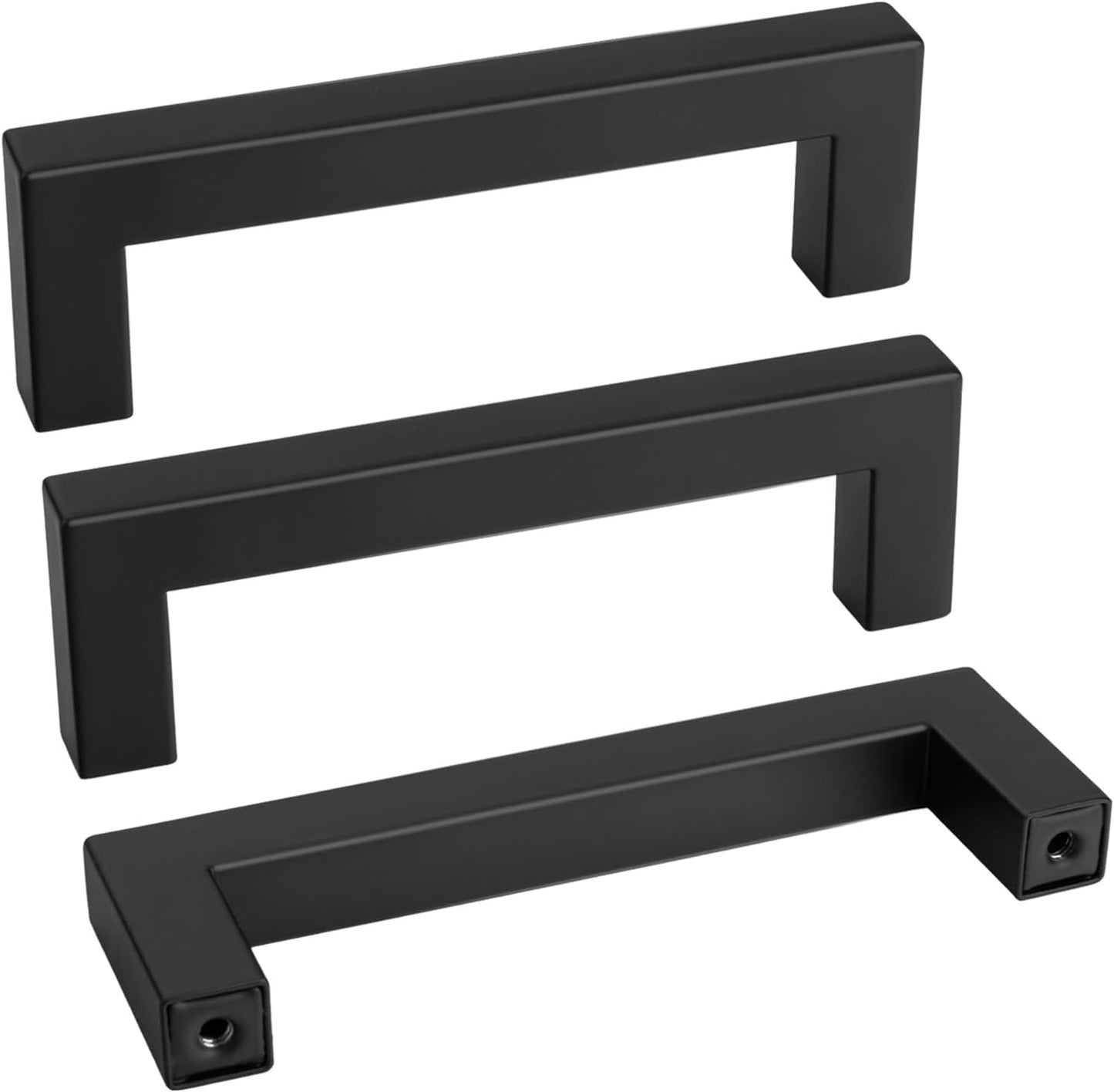 Modern Black Drawer Pulls for Kitchen Cabinets - 15 Pack