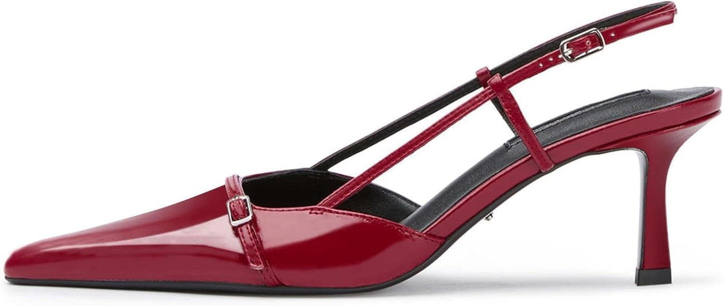 MAVMAX Slingback Heels for Women with Bow and Pointed Toe