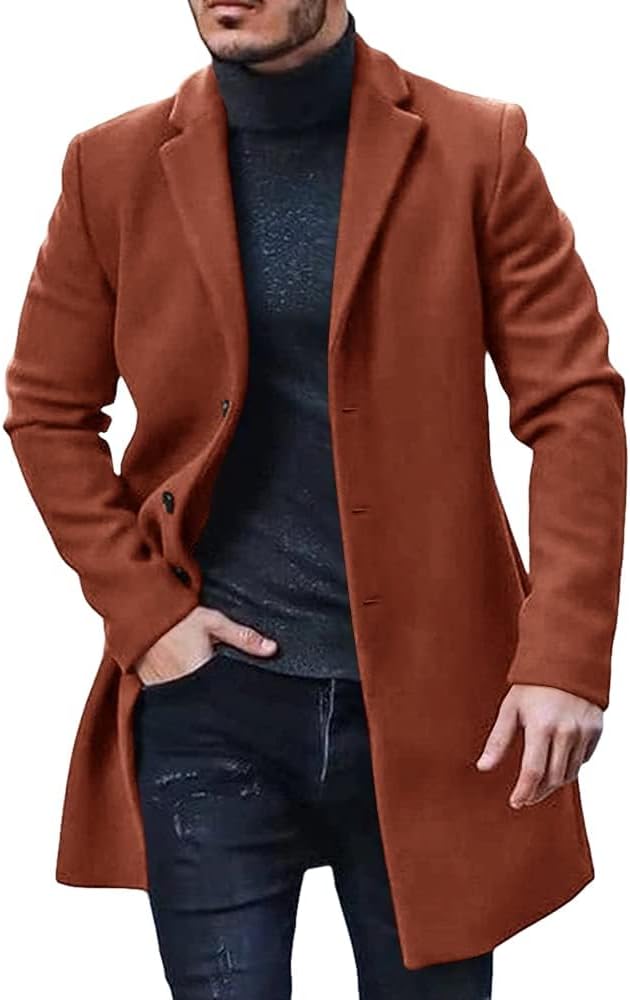 Stylish PASLTER Mens Trench Coat for Fall and Winter Wear