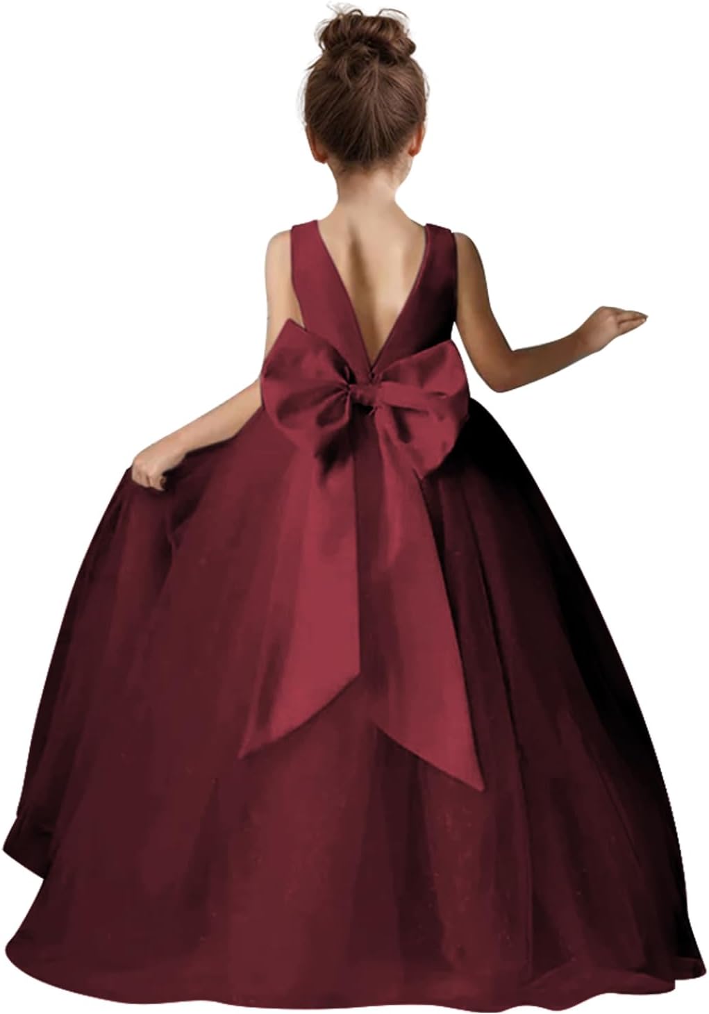 Elegant Flower Girls Dress for Wedding with Bow-Knot Design