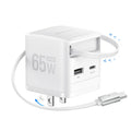 65W USB C Charger with Retractable Cable - 3-in-1 Fast Charger