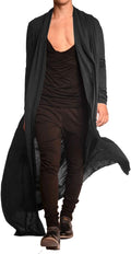 COOFANDY Men's Lightweight Ruffle Shawl Collar Cardigan - Long Drape