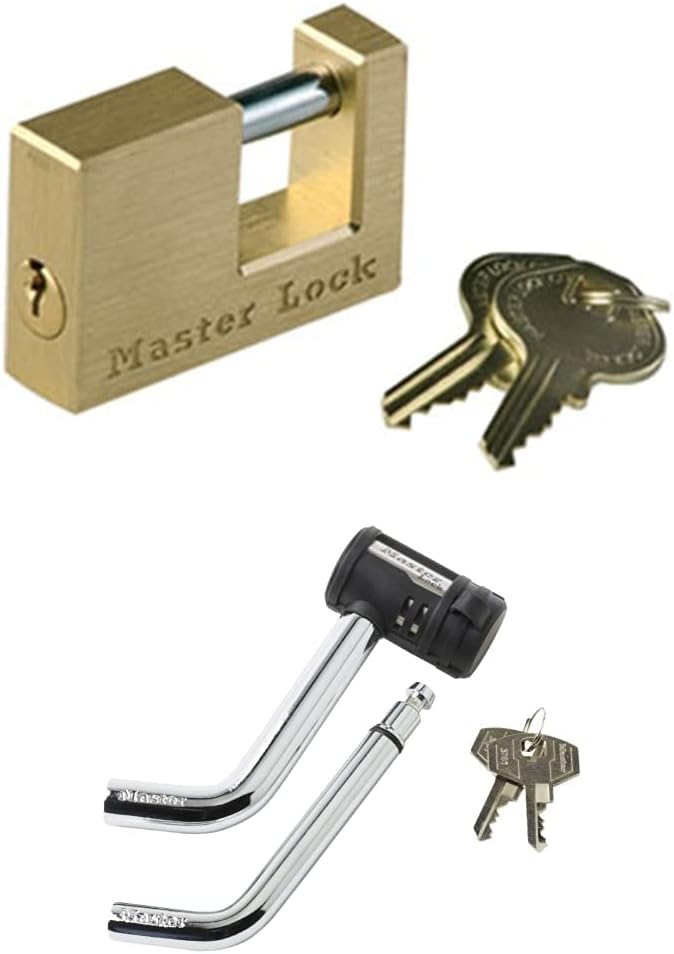 Master Lock Solid Brass Coupler Lock & Receiver Lock Combo
