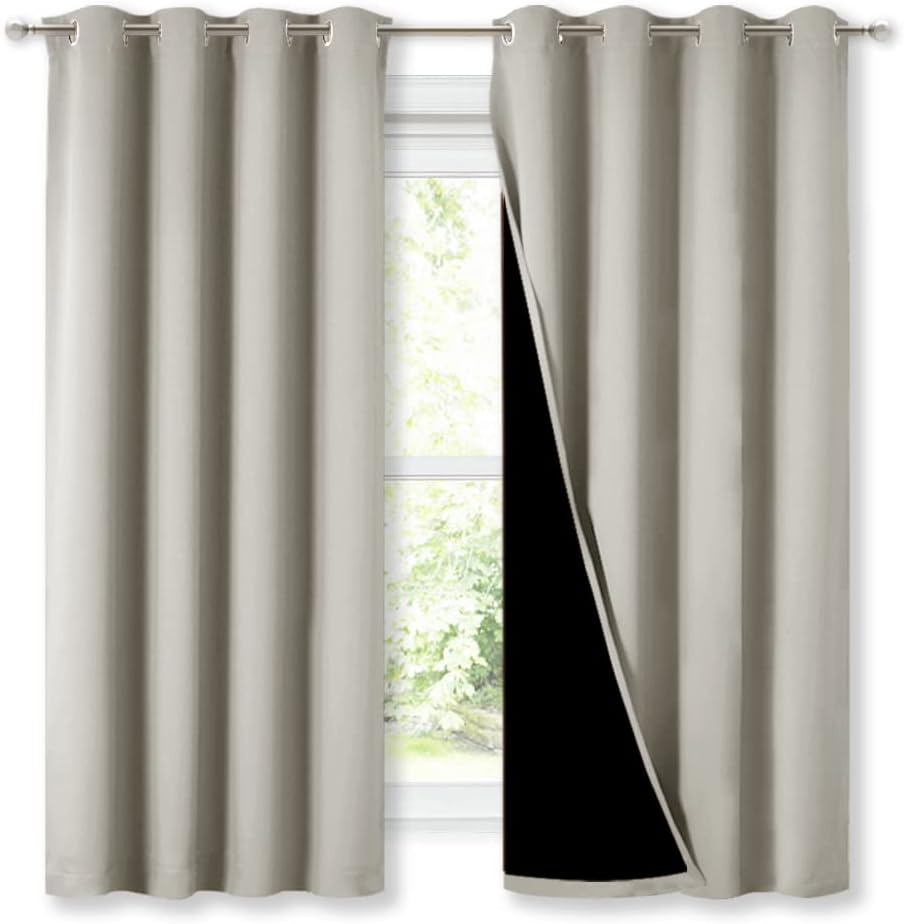 NICETOWN Natural Blackout Lined Curtains for Total Darkness