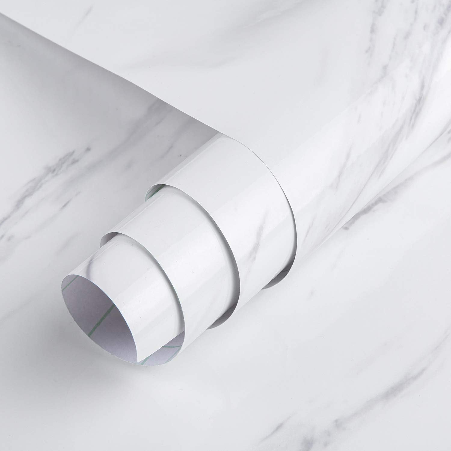 TOTIO Extra Wide White and Grey Marble Look Wallpaper for Home