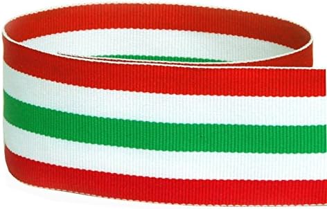 USA 7/8in Red, White, Emerald Green Holiday Grosgrain Ribbon