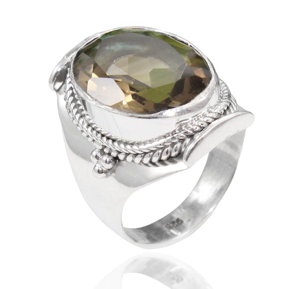 Solid 925 Sterling Silver Rings for Women & Girls - Smoky Topaz