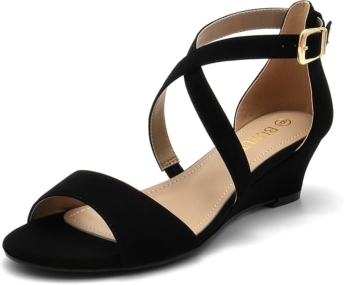 BUEUPU Women's Ankle Sexy Strap Low Wedge Sandals Review