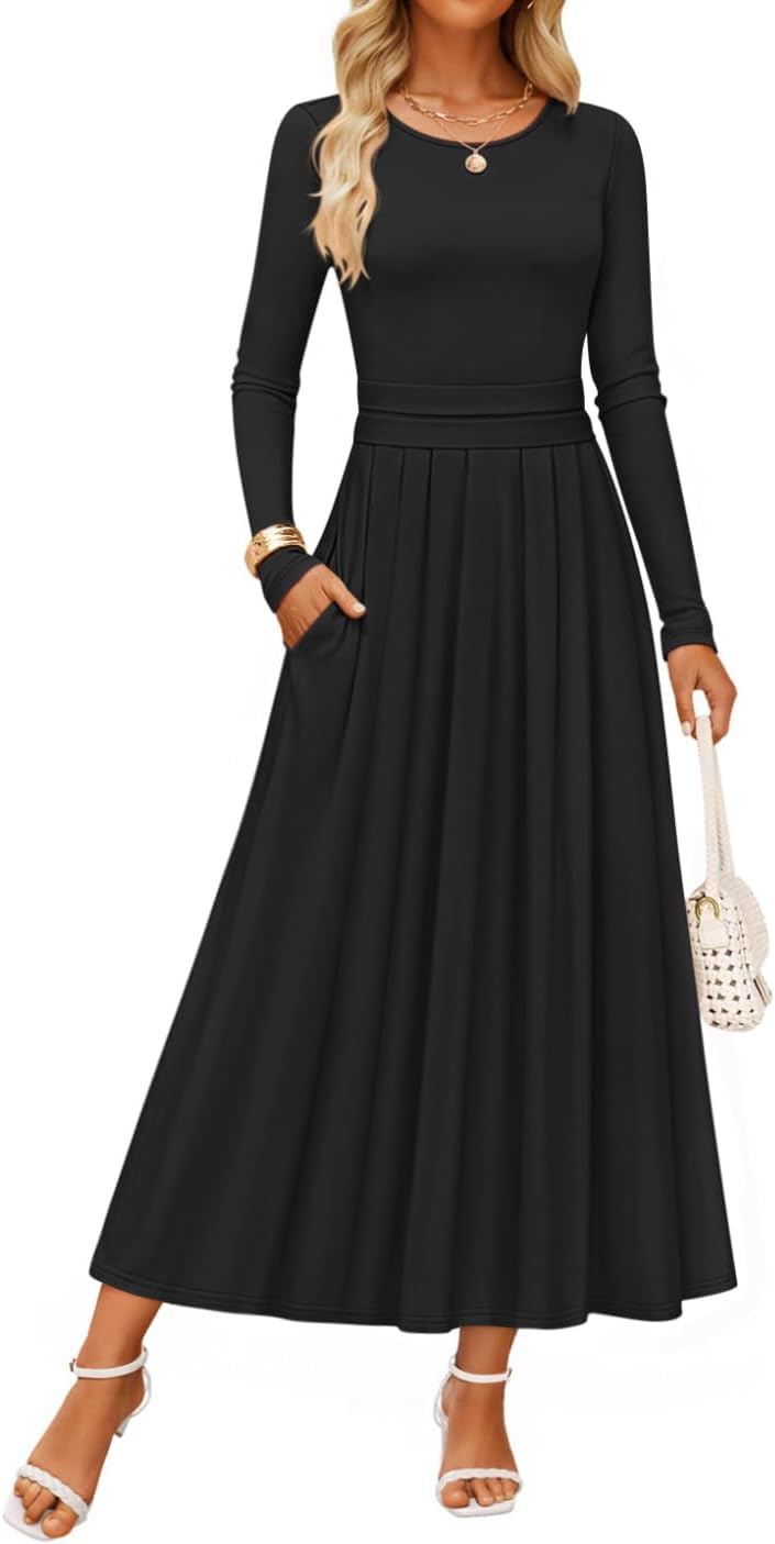 Elegant Long Sleeve Maxi Dress for Women - Fall Fashion Style