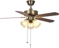 42 Inch Indoor Ceiling Fan with Pull-Chain and Three LED Light Base