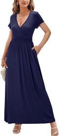 OUGES Women's Wrap Waist Maxi Dress - Flattering Empire Waist Fit