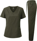 Dagacci Scrubs for Women Set - 4-Way Stretch V-Neck Scrub Set