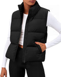 Women Puffer Vest Sleeveless Cropped Outerwear - Lightweight Warm