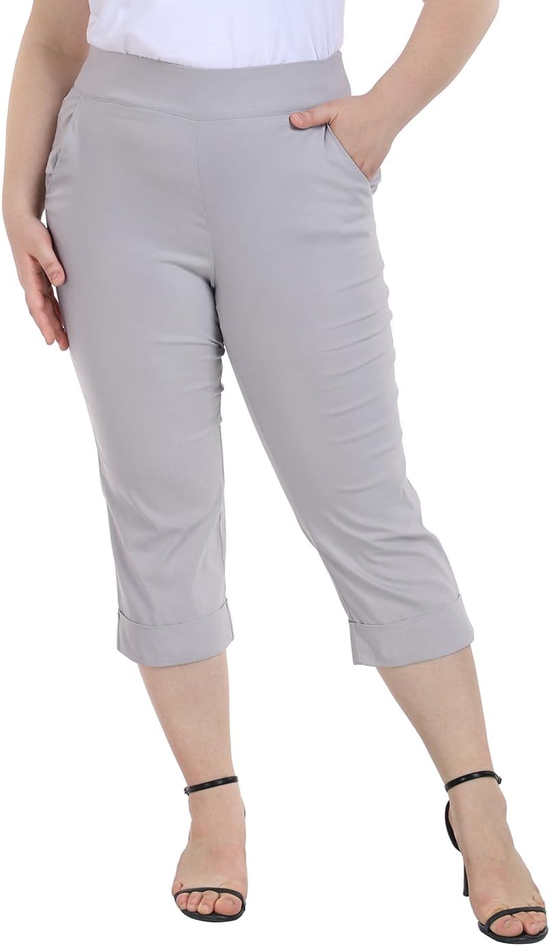 HDE Plus Size Pull On Capris for Women - Comfort & Style