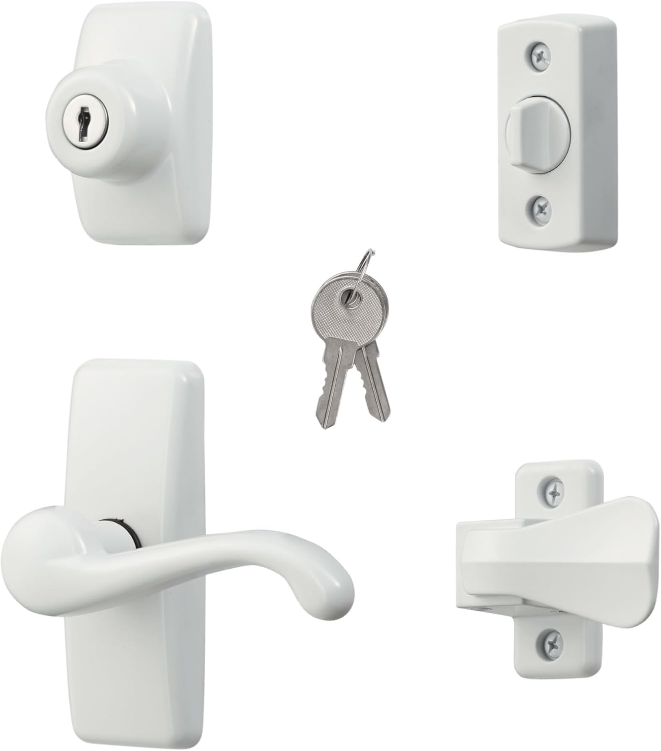 Ideal Security GL Door Lever Set with Keyed Deadbolt Lock White